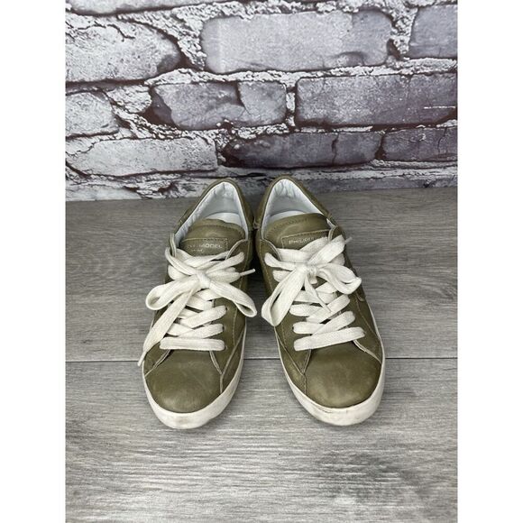 Philippe Model Paris Olive Green Leather Casual Sneakers Junior Sz 31EU/13.5M US - Picture 16 of 16